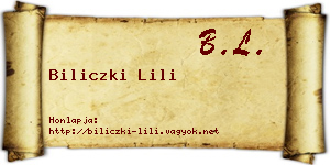 Biliczki Lili névjegykártya